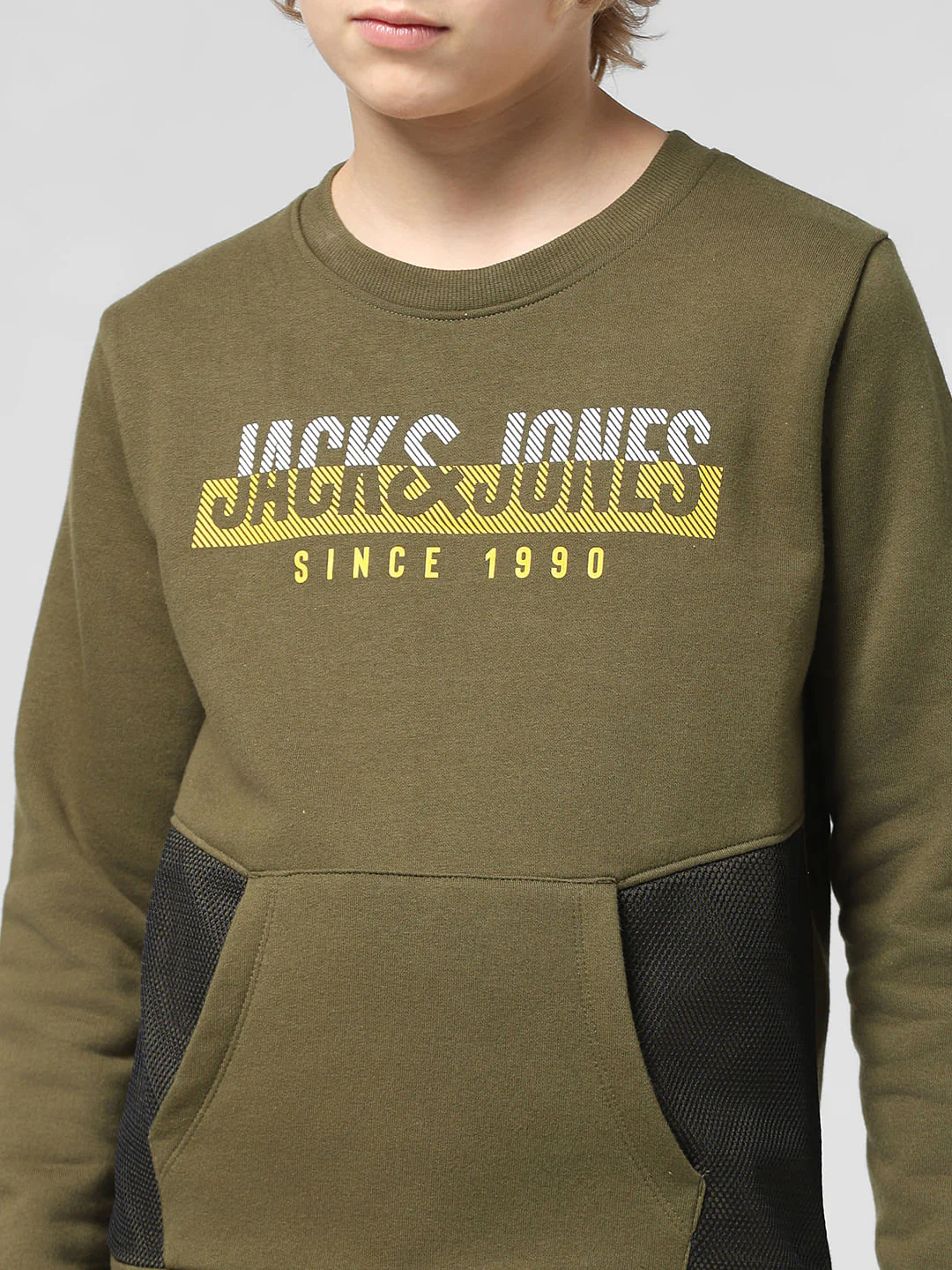 JUNIOR BOYS Green Colourblocked Sweatshirt - Image 4