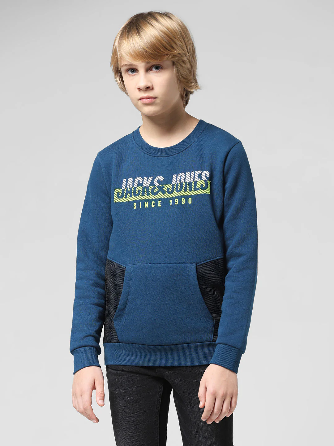 JUNIOR BOYS Dark Blue Colourblocked Sweatshirt - Image 2