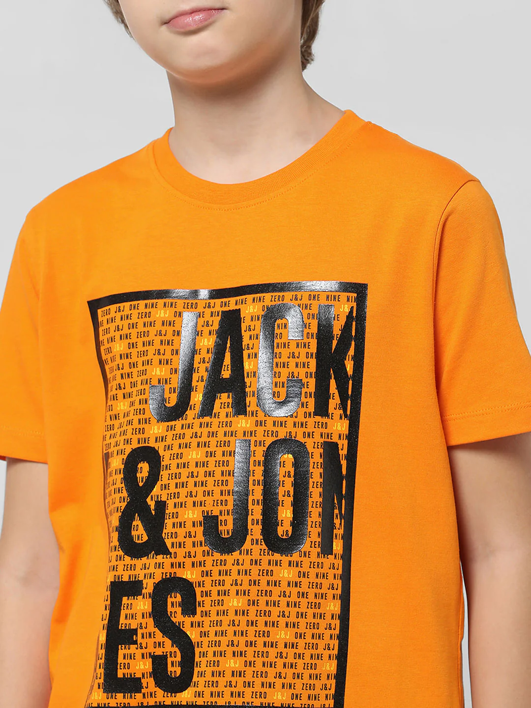 Orange Logo Text Crew Neck T-shirt - Image 4
