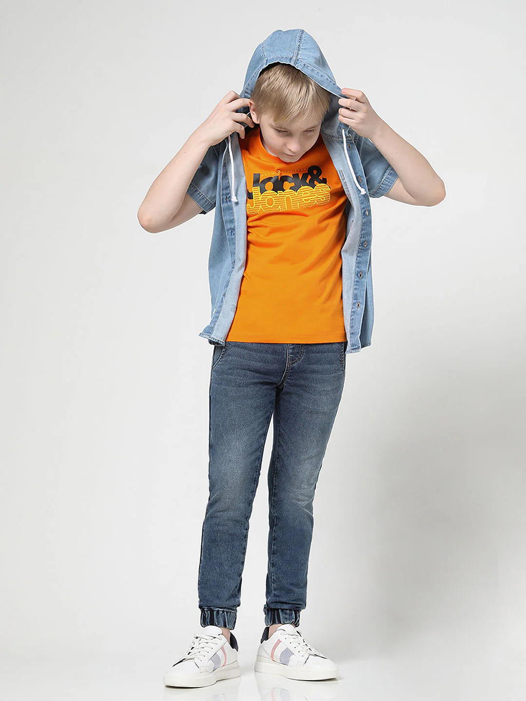 Boys Orange Logo Chest Print T-shirt