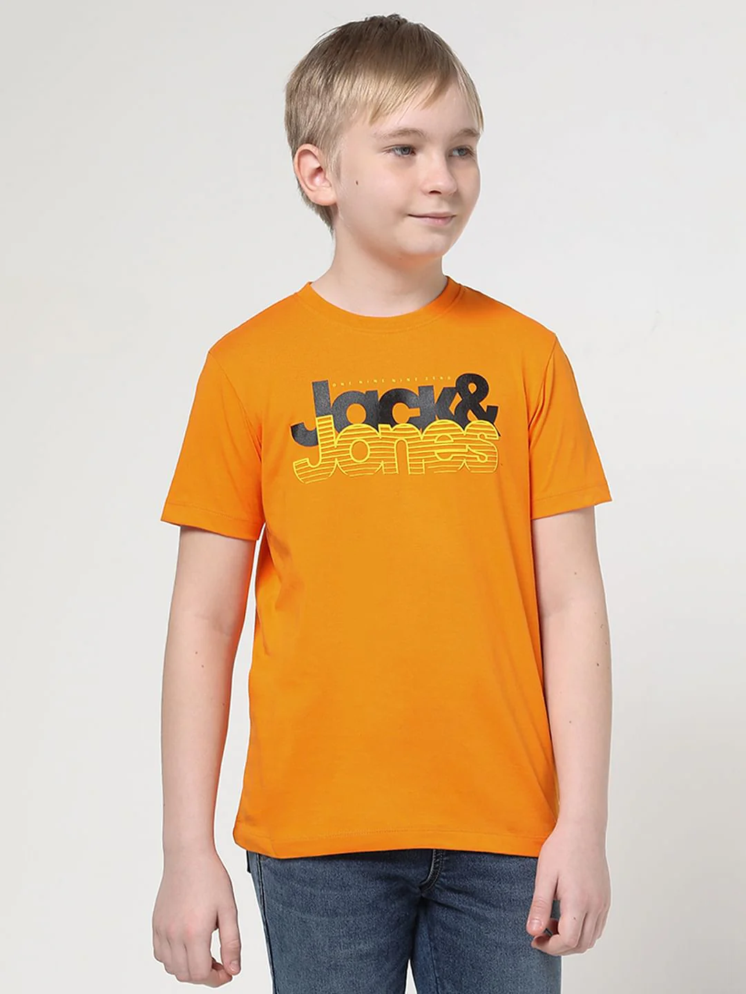 Boys Orange Logo Chest Print T-shirt - Image 2