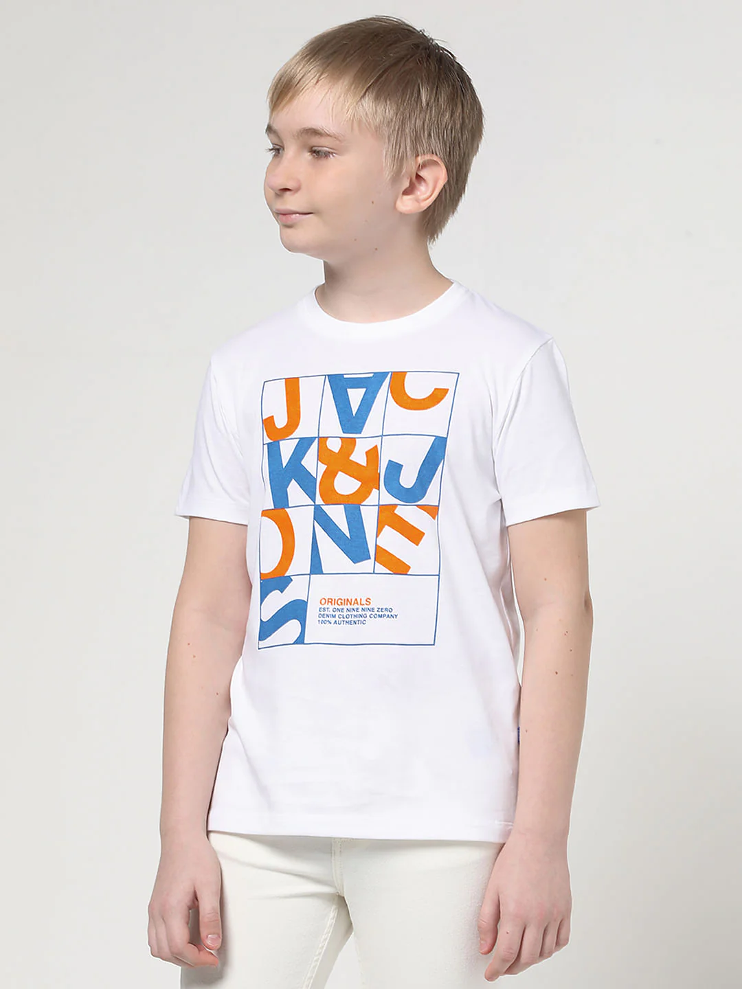 Boys White Puzzle Logo Print T-shirt - Image 2