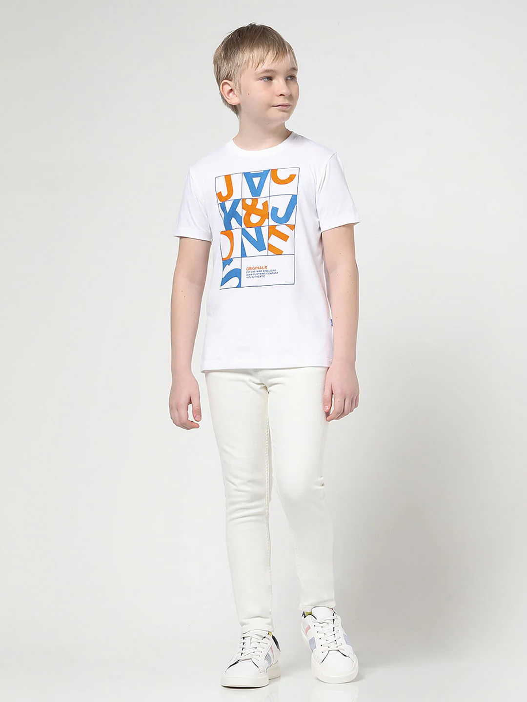 Boys White Puzzle Logo Print T-shirt - Image 5