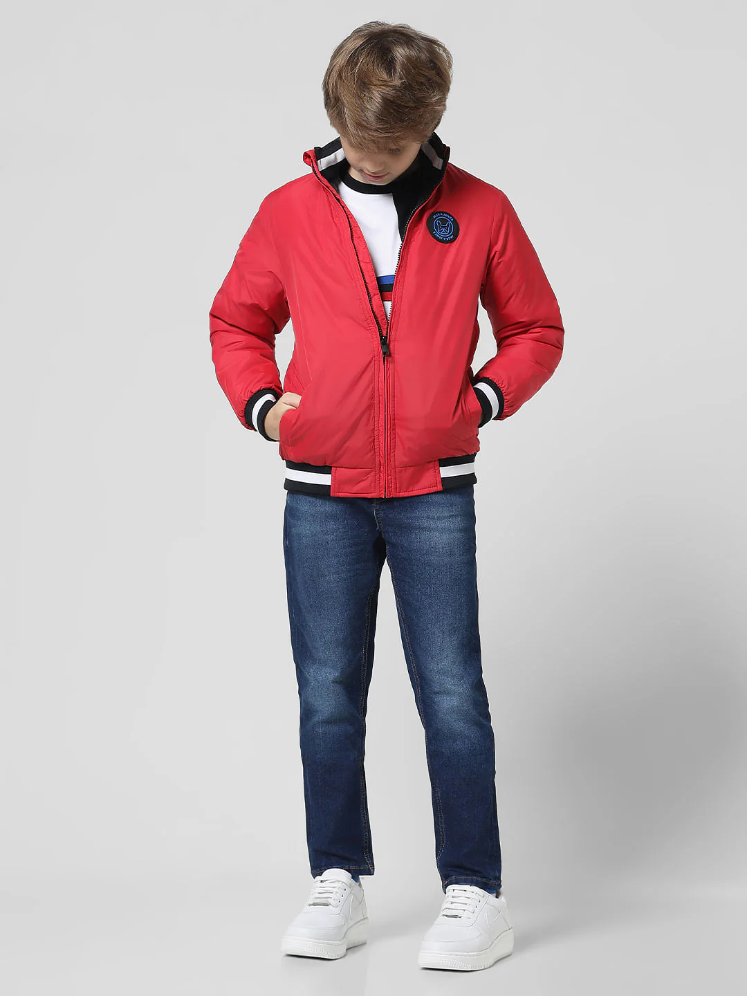 Red Contrast Tipping Jacket - Image 5