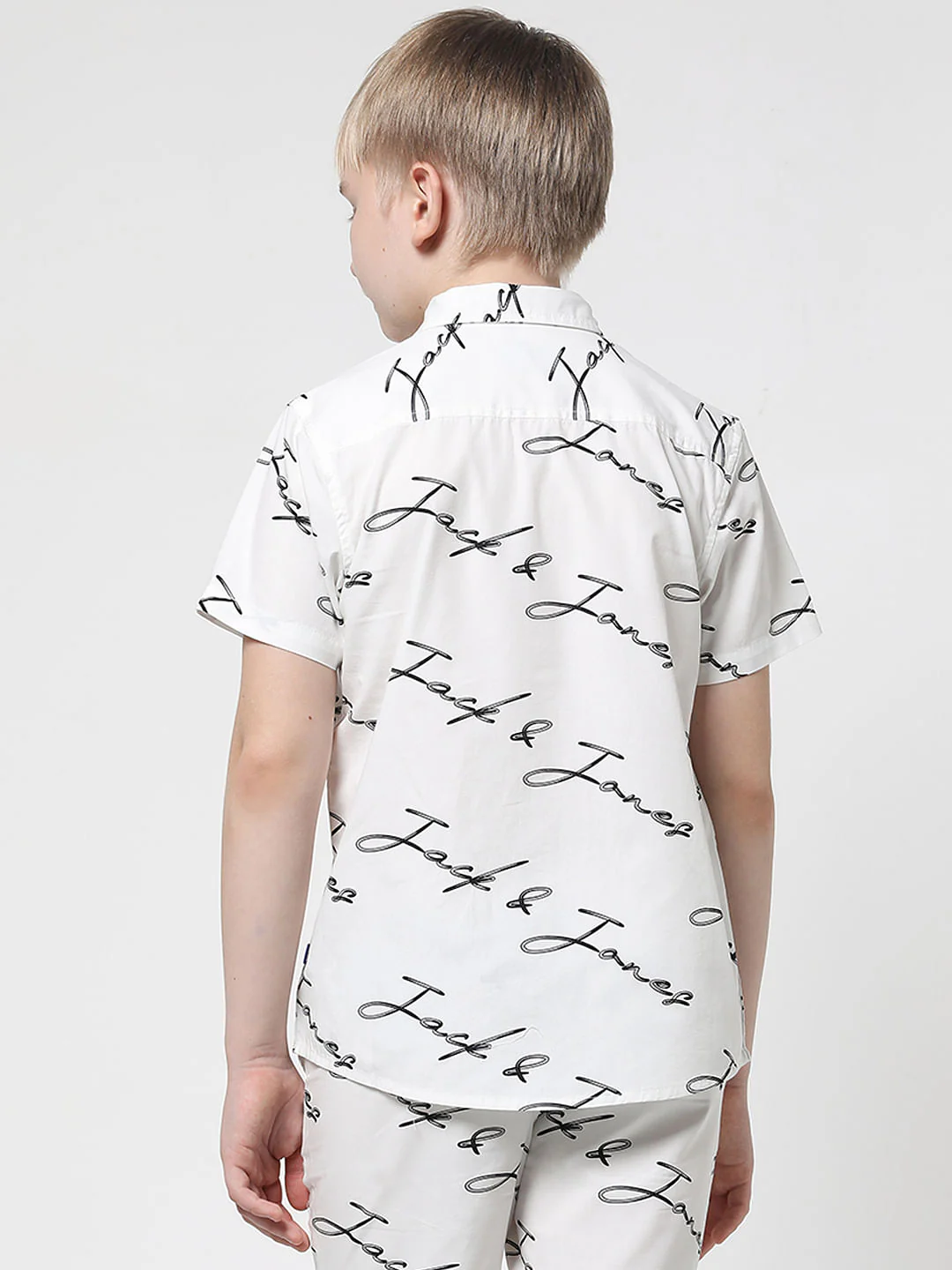 Boys White Logo Print Short Sleeves Shirt - Image 4