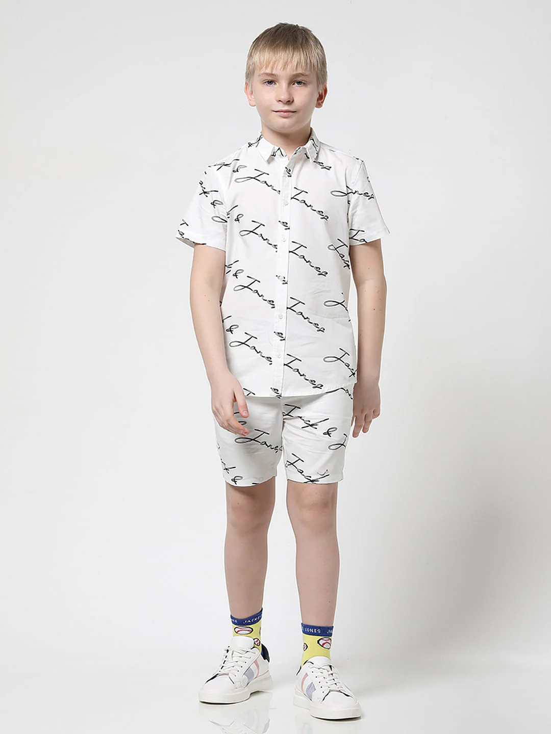 Boys White Logo Print Short Sleeves Shirt - Image 6