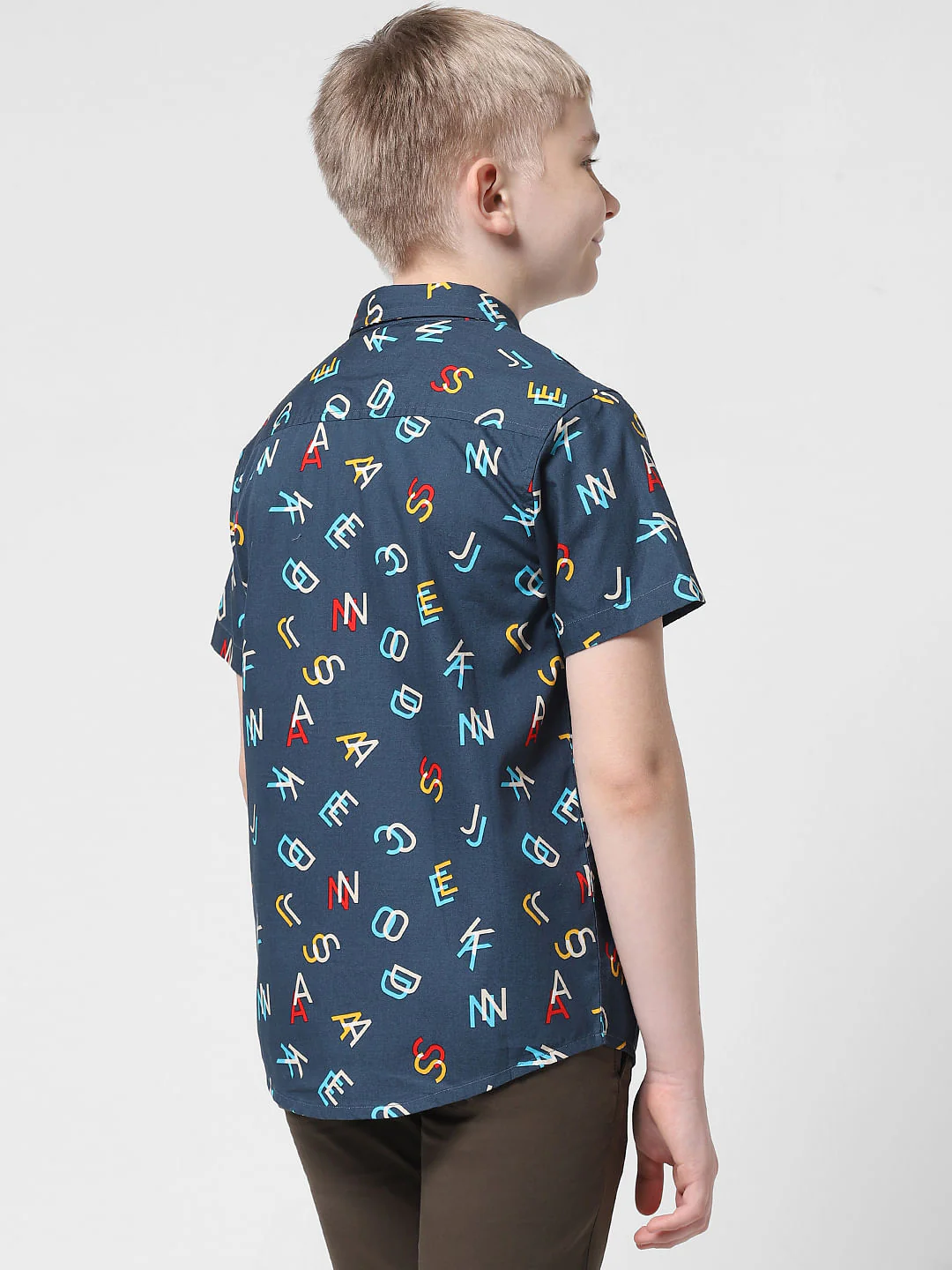 JUNIOR BOYS Blue Printed Short Sleeves Shirt - Image 3