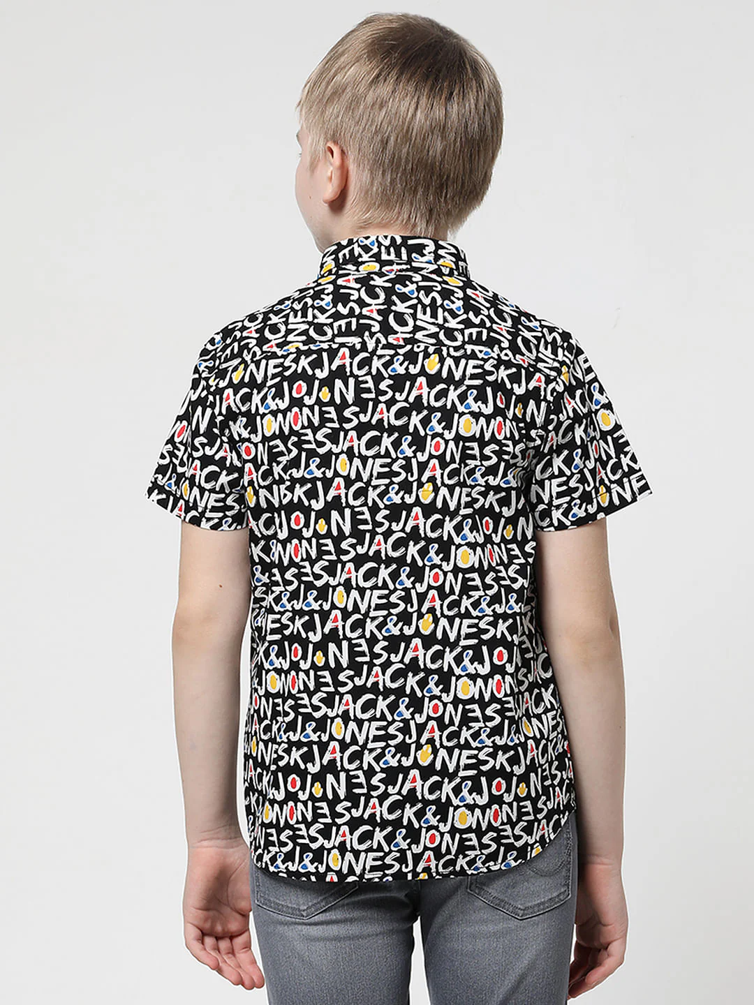 Boys Black Logo Print Short Sleeves Shirt - Image 4