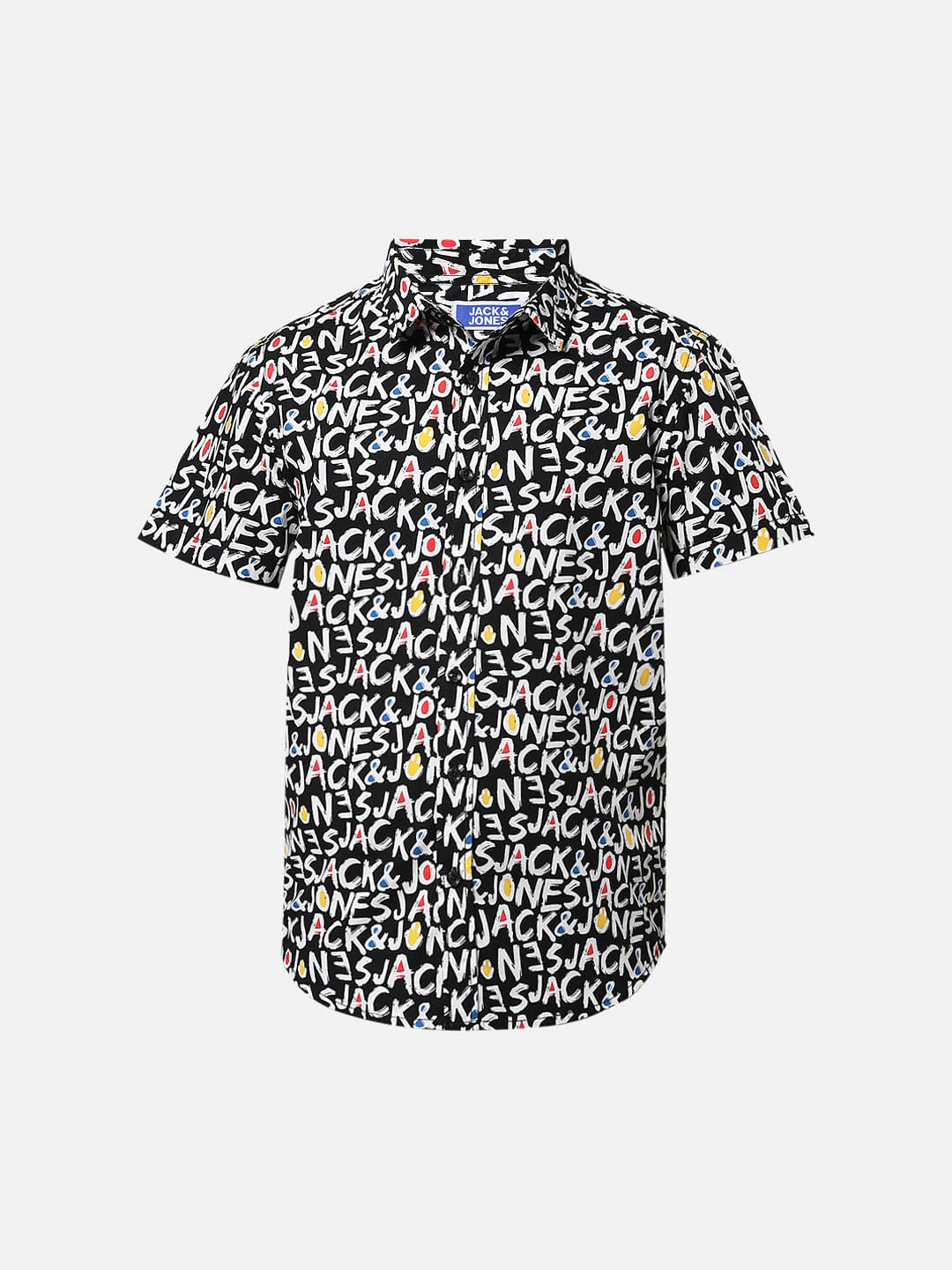 Boys Black Logo Print Short Sleeves Shirt - Image 7