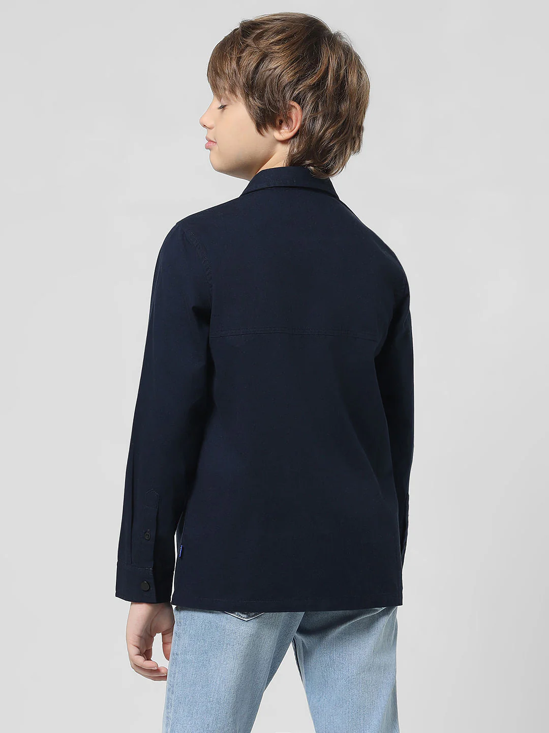 Dark Blue Patch Pocket Full Sleeves Shirt - Image 3