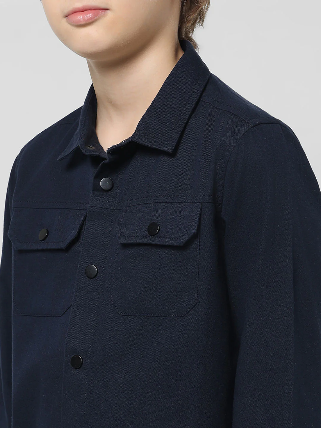 Dark Blue Patch Pocket Full Sleeves Shirt - Image 4