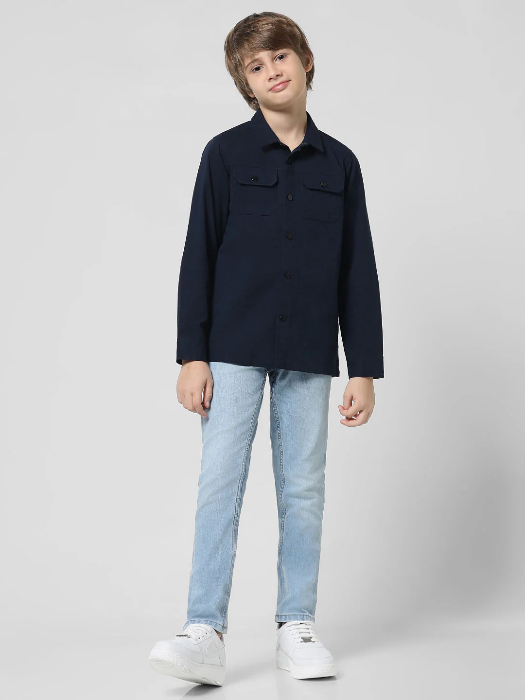 Dark Blue Patch Pocket Full Sleeves Shirt - Image 5