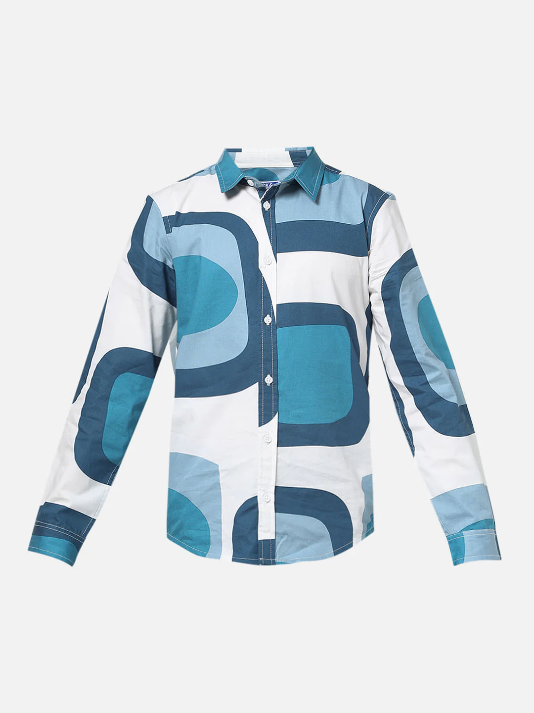 Boys White Abstract Print Full Sleeves Shirt - Image 6