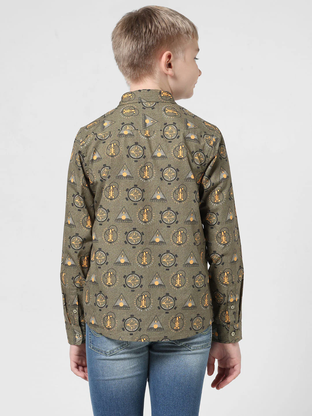 Sea Green Printed Full Sleeves Shirt - Image 3