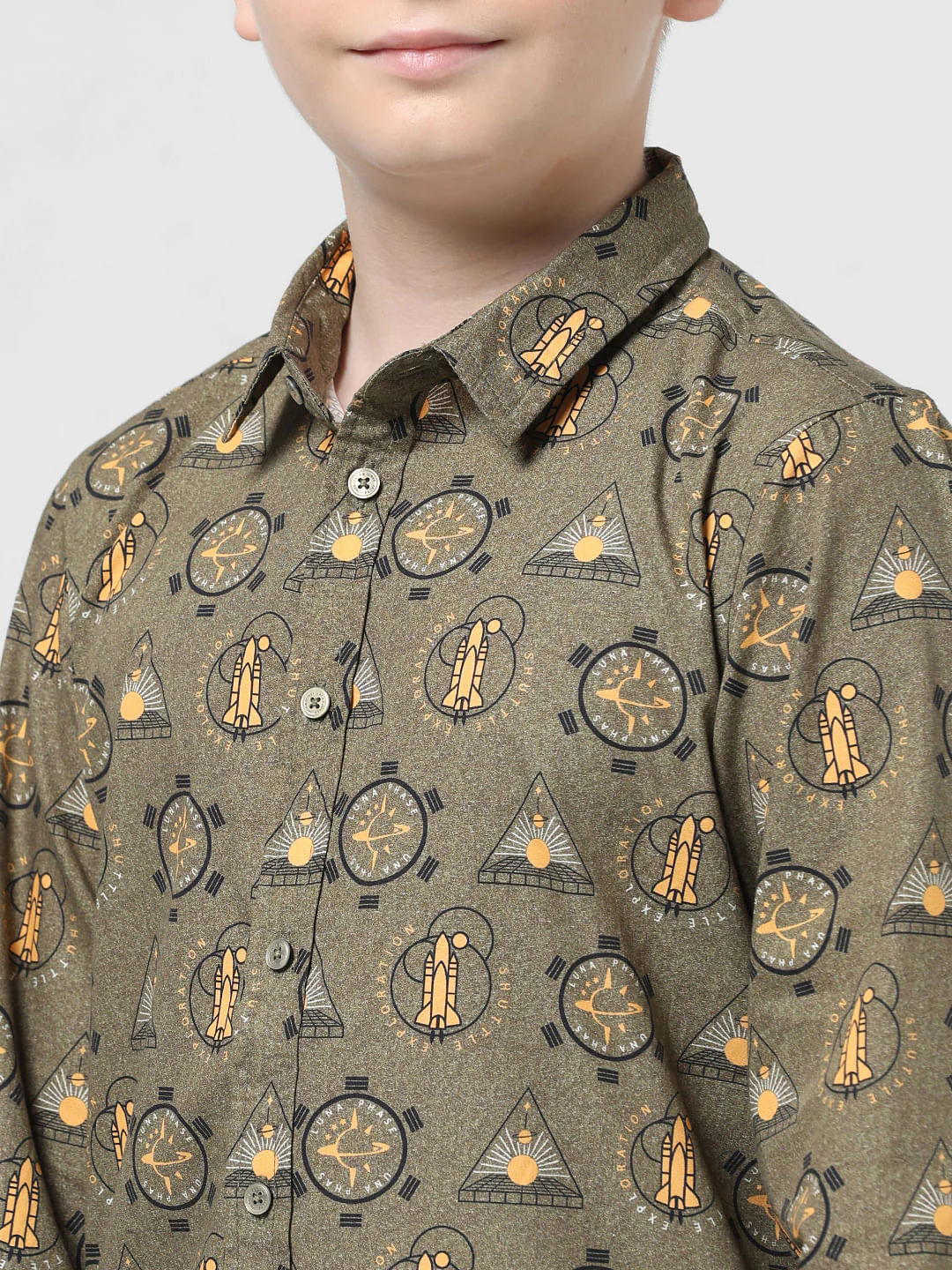 Sea Green Printed Full Sleeves Shirt - Image 4