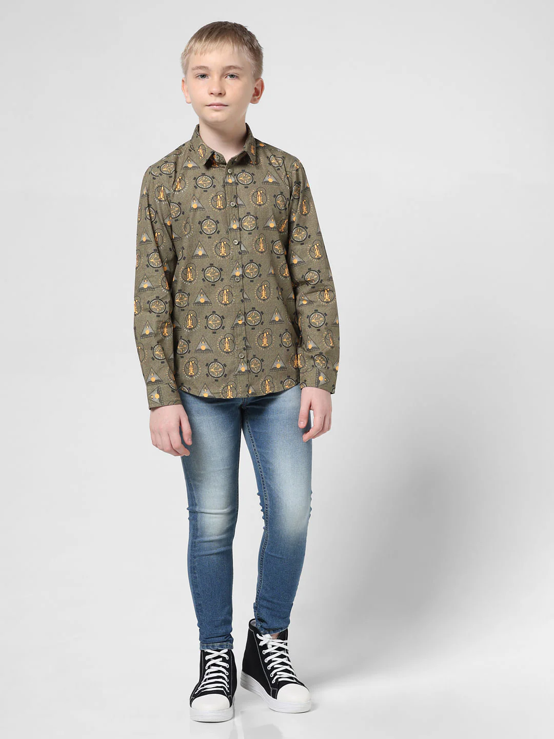 Sea Green Printed Full Sleeves Shirt - Image 5