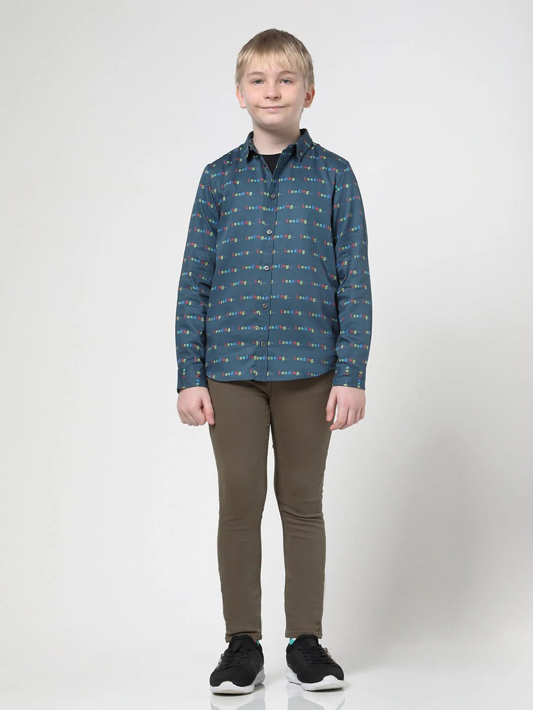 Boys Blue Printed Full Sleeves Shirt - Image 5