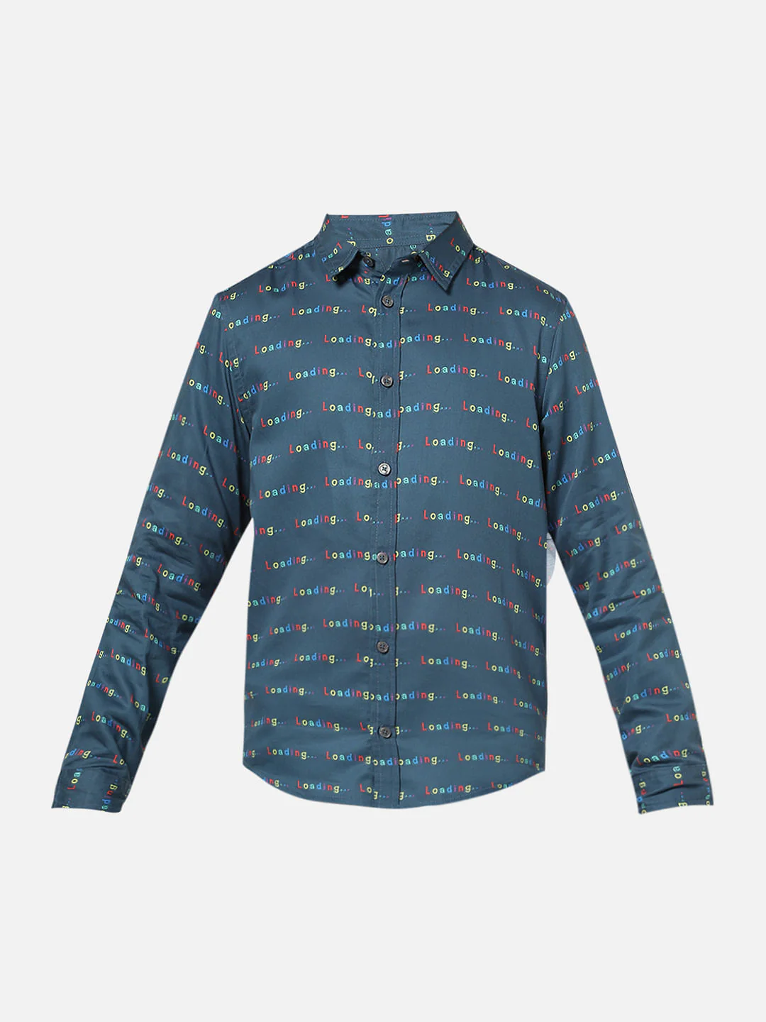 Boys Blue Printed Full Sleeves Shirt - Image 6
