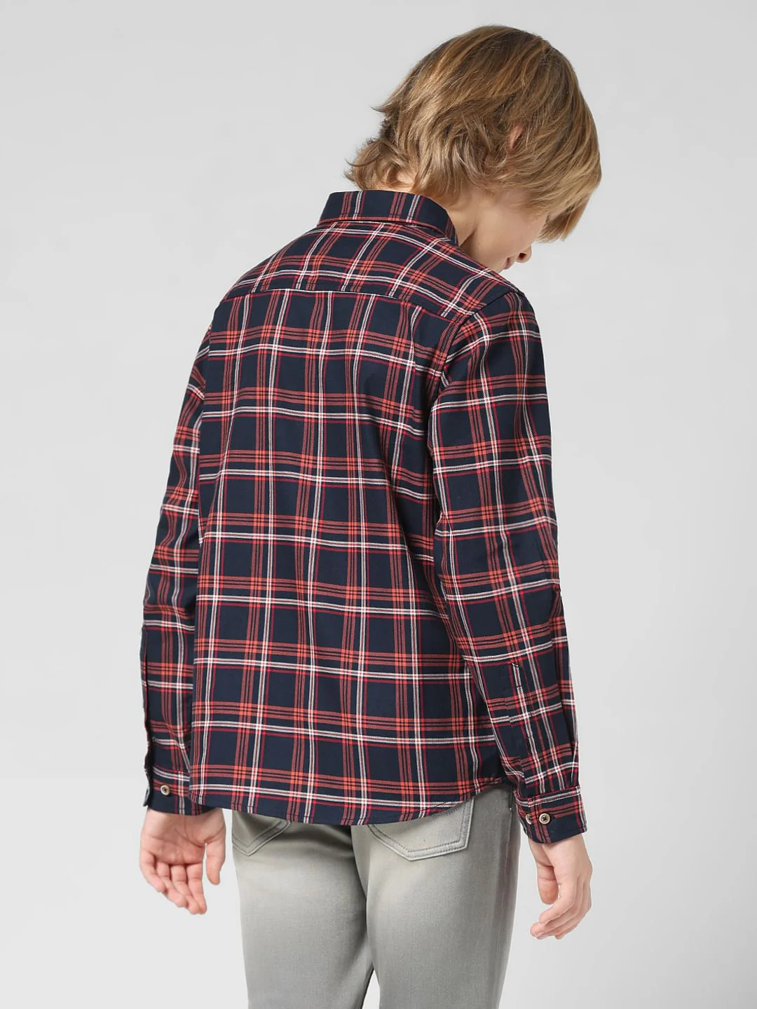 JUNIOR BOYS Red Check Full Sleeves Shirt - Image 3