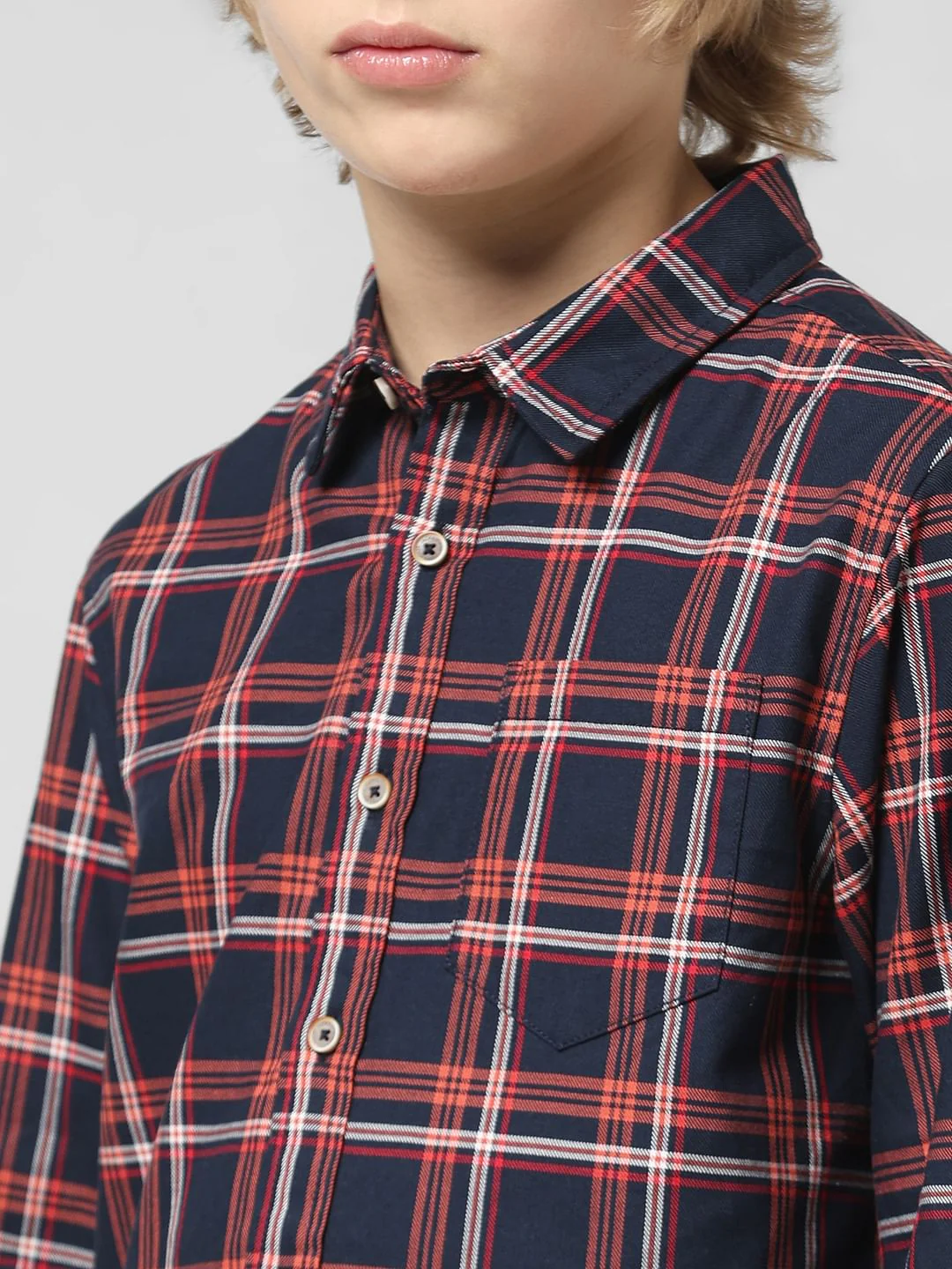 JUNIOR BOYS Red Check Full Sleeves Shirt - Image 4