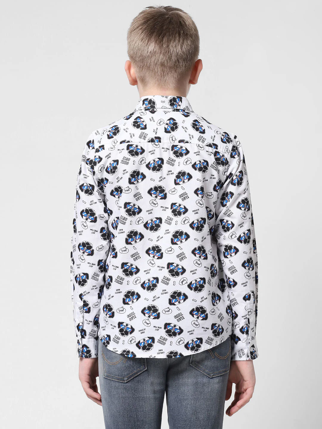 White Printed Full Sleeves Shirt - Image 3
