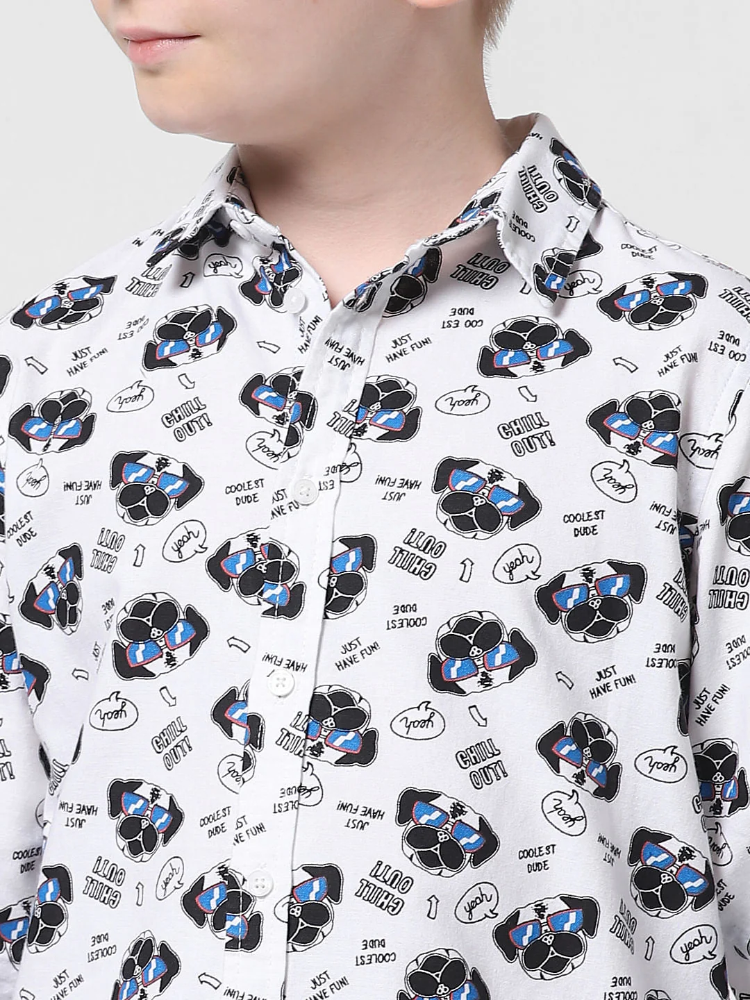 White Printed Full Sleeves Shirt - Image 4