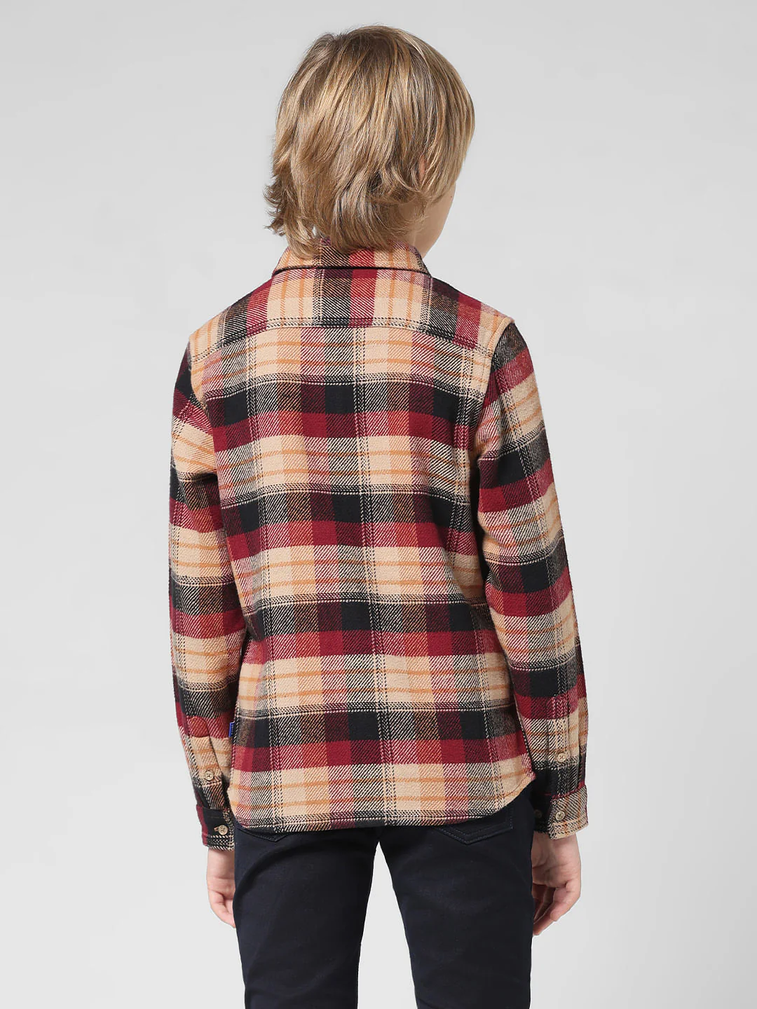 JUNIOR BOYS Beige Check Full Sleeves Shirt - Image 3
