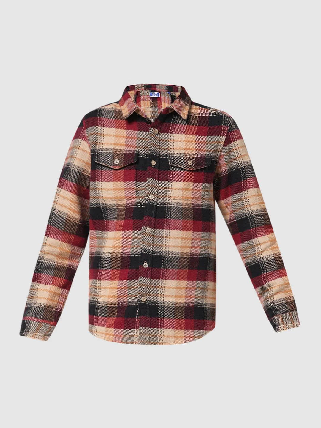 JUNIOR BOYS Beige Check Full Sleeves Shirt - Image 6
