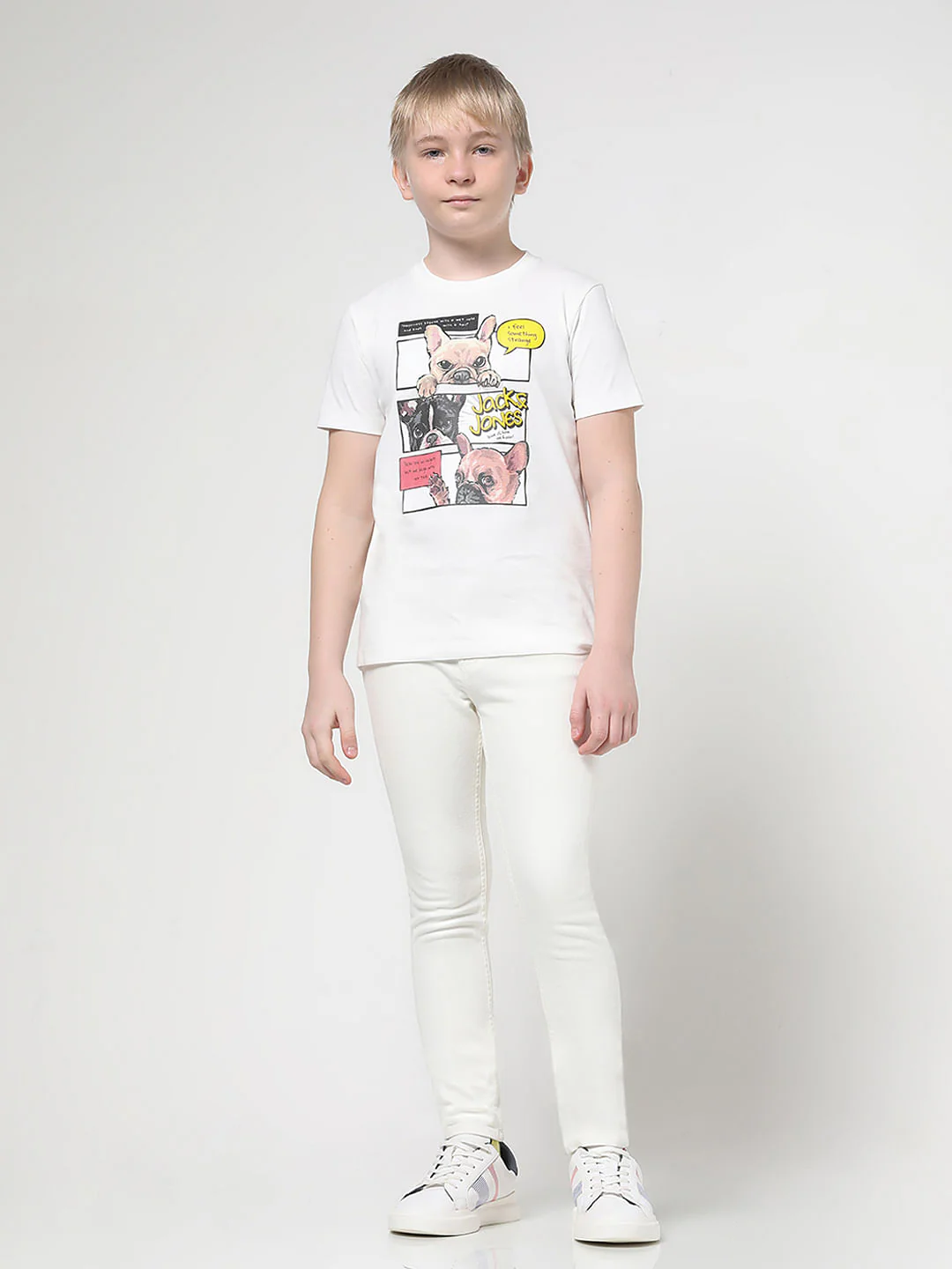 Boys White Logo Graphic Print T-shirt - Image 5