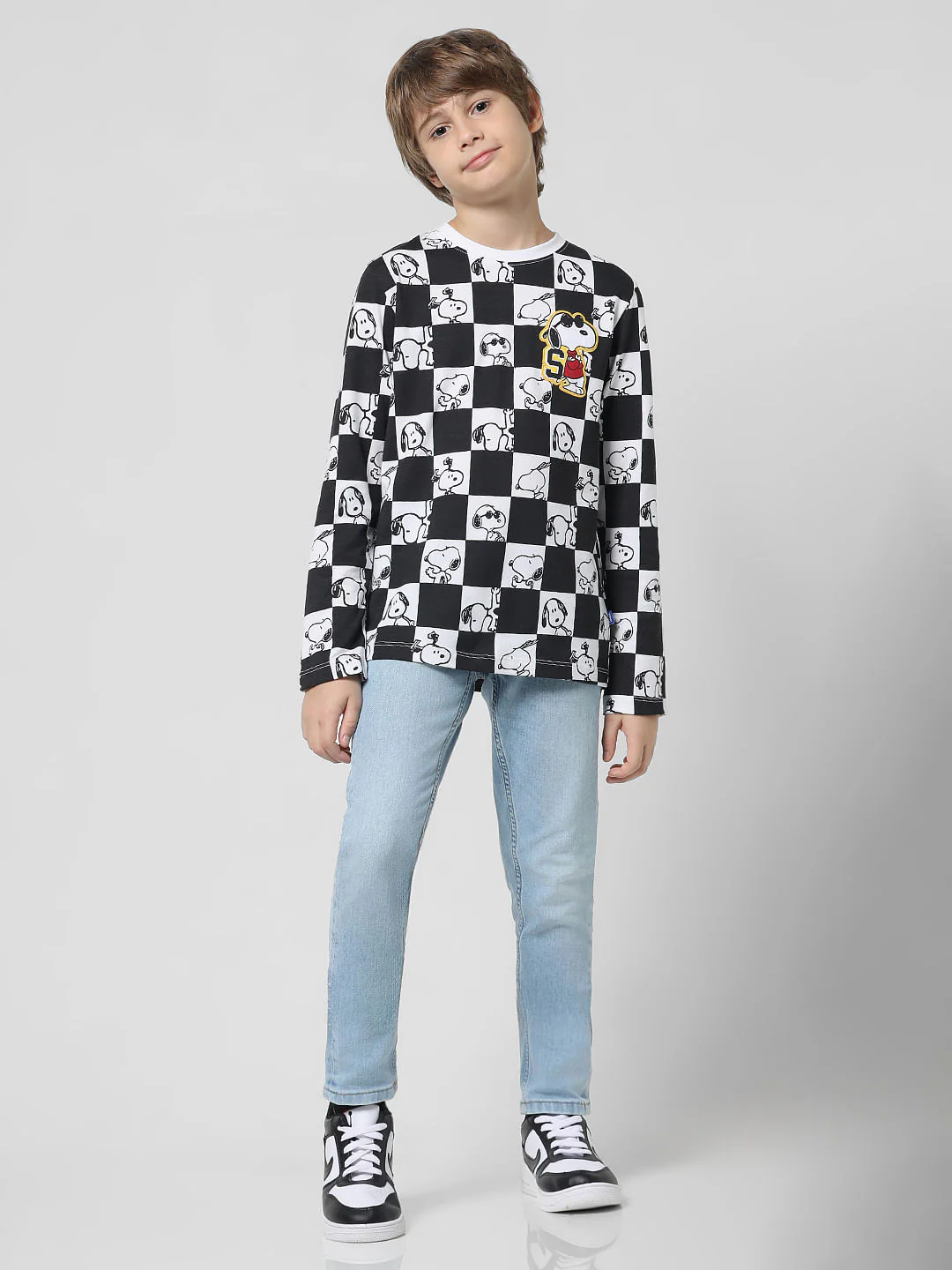 x Peanuts White Chess Print Crew Neck T-shirt - Image 5