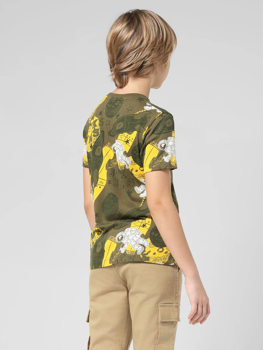 JUNIOR BOYS Green Space Print T-shirt - Image 3