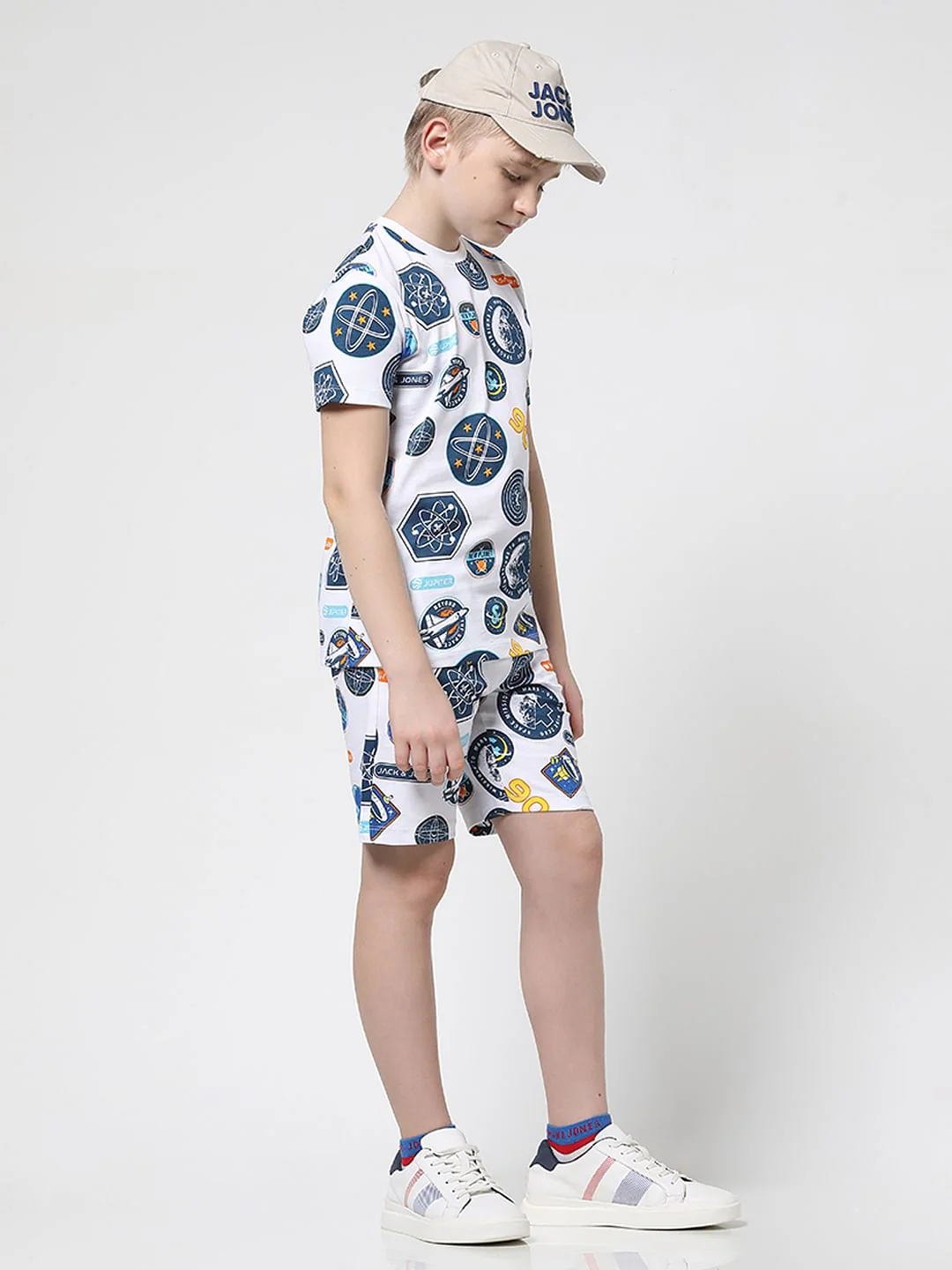 Boys White Space Print Co-ord Set T-shirt