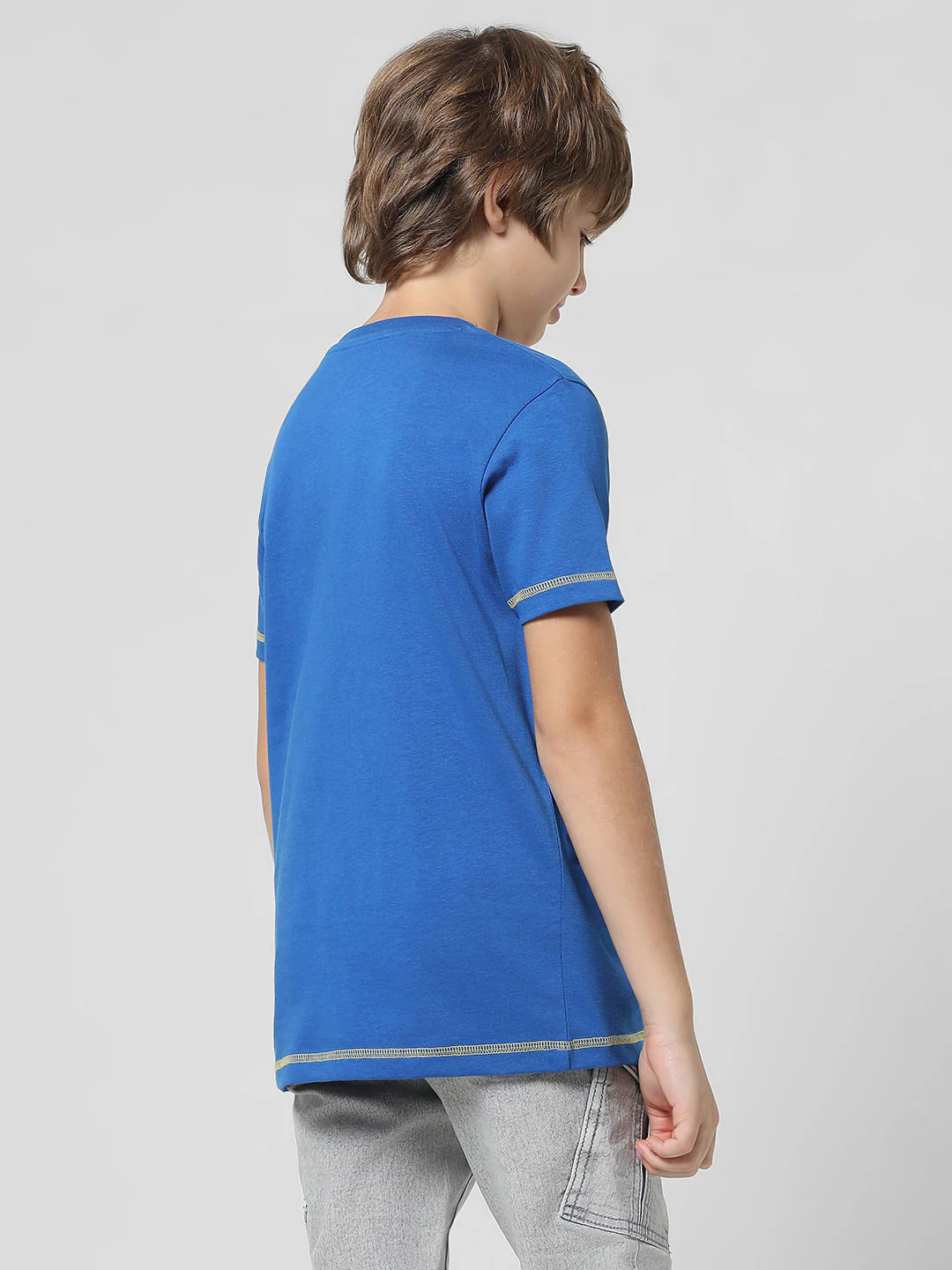Blue 3D Rocket Print Crew Neck T-shirt - Image 3