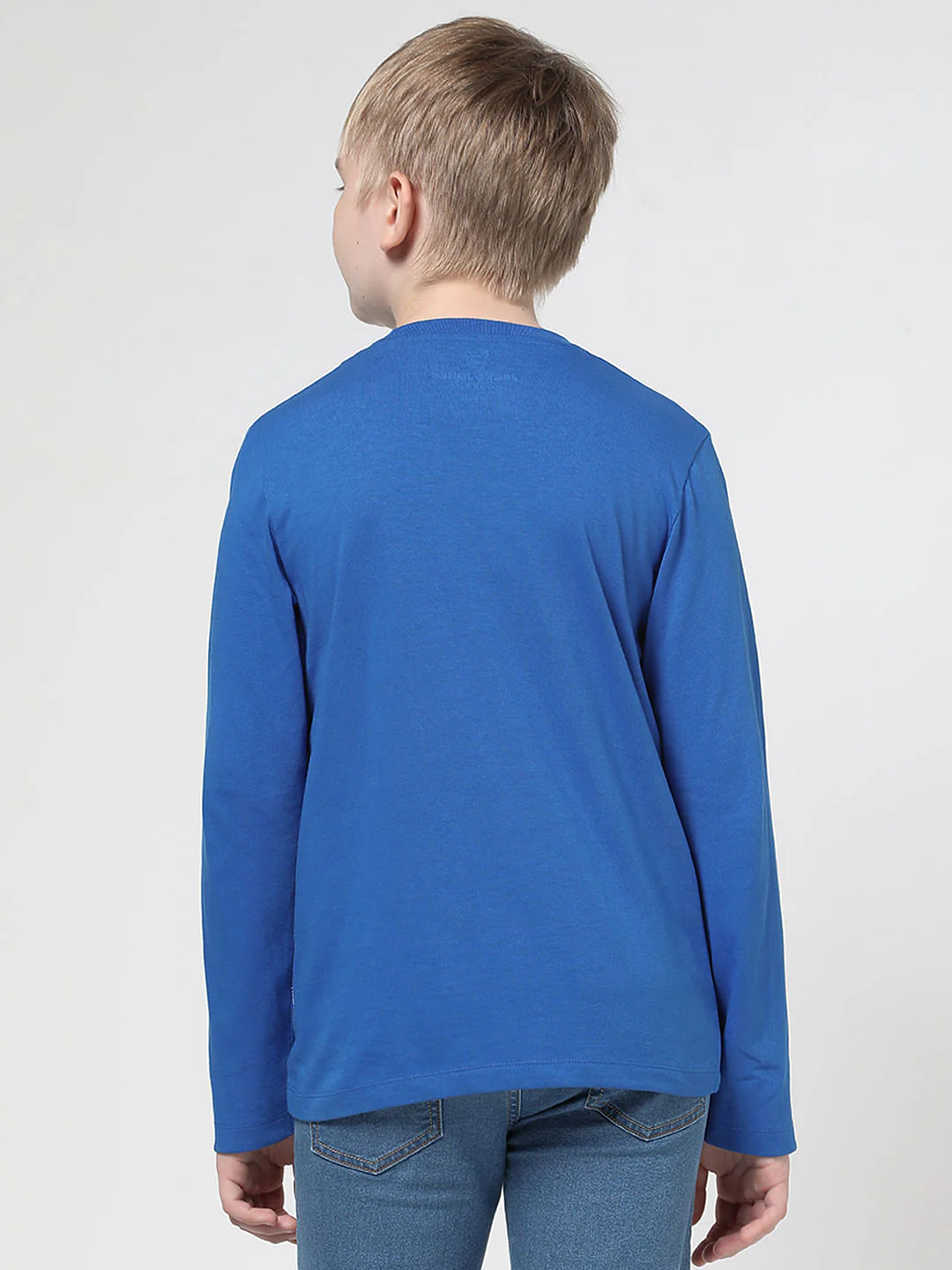 Boys Blue Logo Print Full Sleeves T-shirt - Image 3