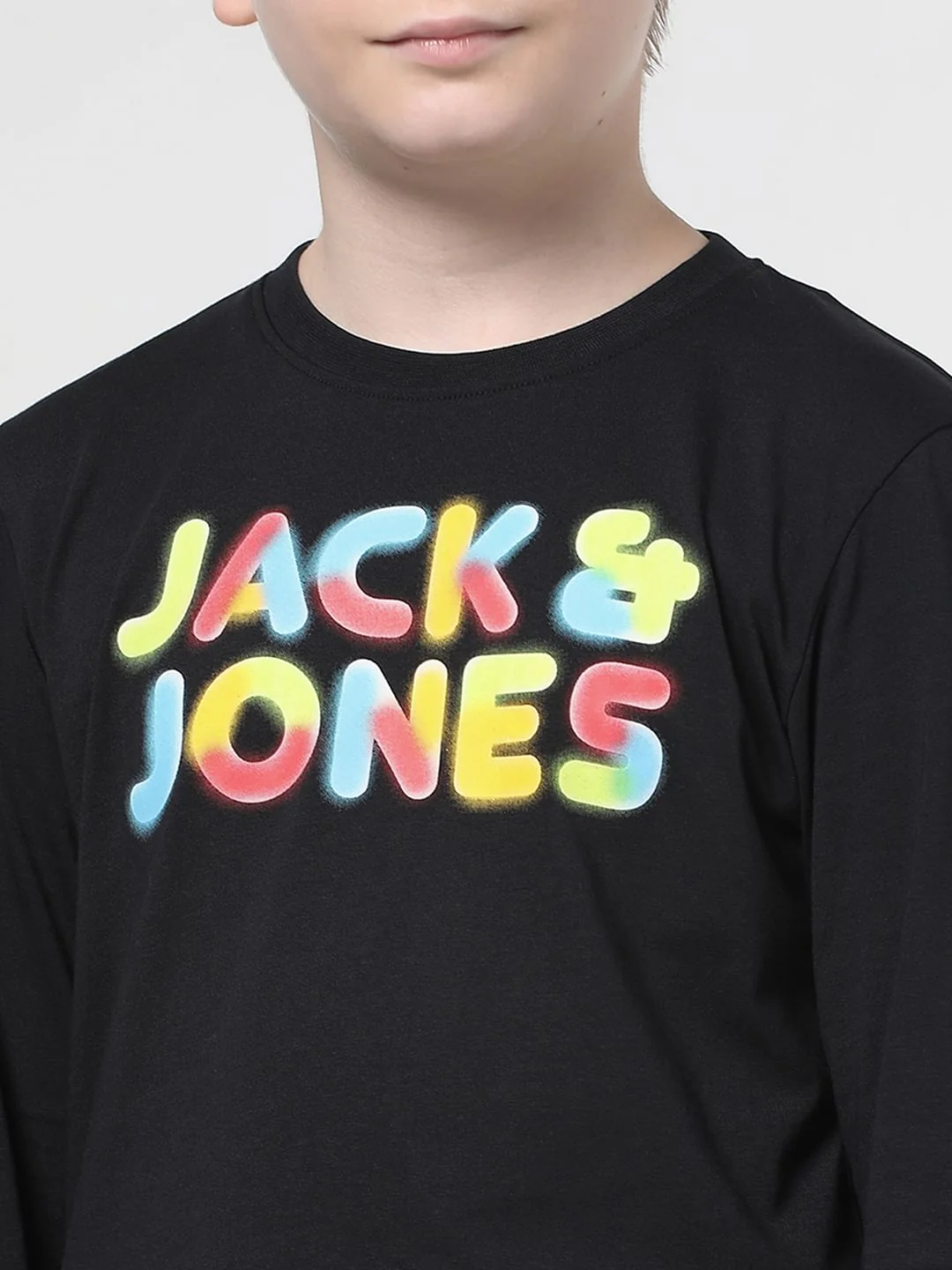 Boys Black Logo Print Full Sleeves T-shirt - Image 4