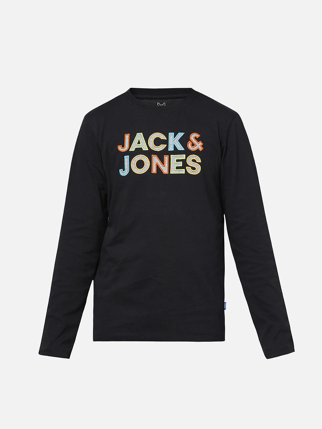 Boys Black Chest Branding Full Sleeves T-shirt - Image 6