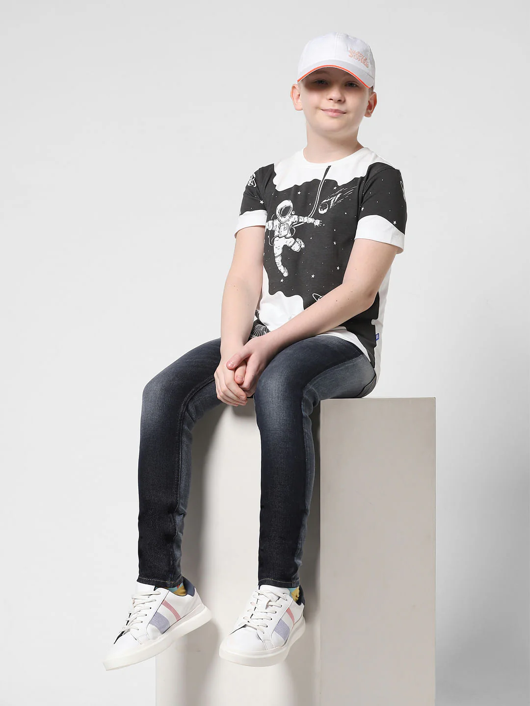 White Astronaut Space Print T-shirt