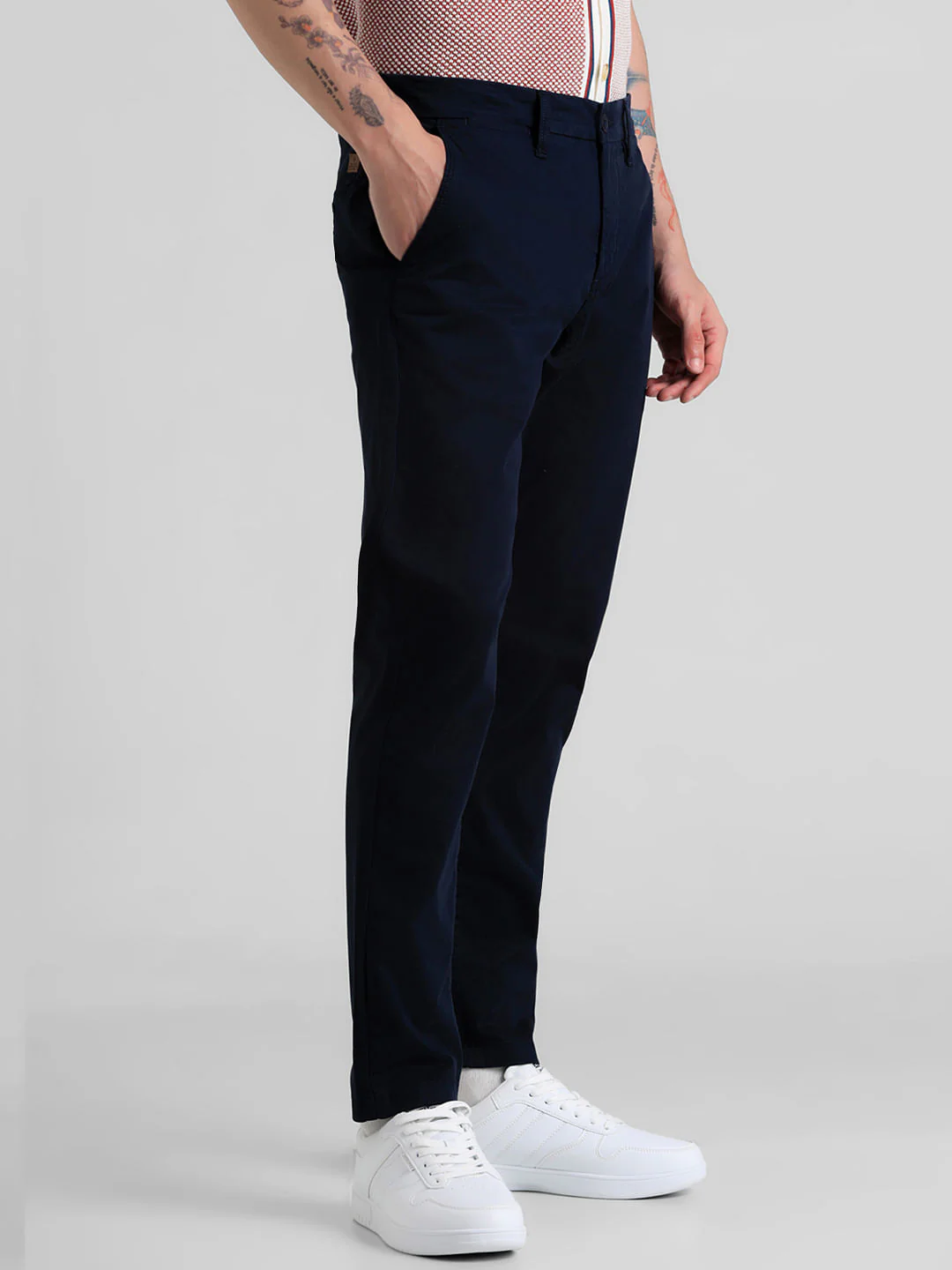 Navy Blue Mid Rise Overdyed Pants - Image 2