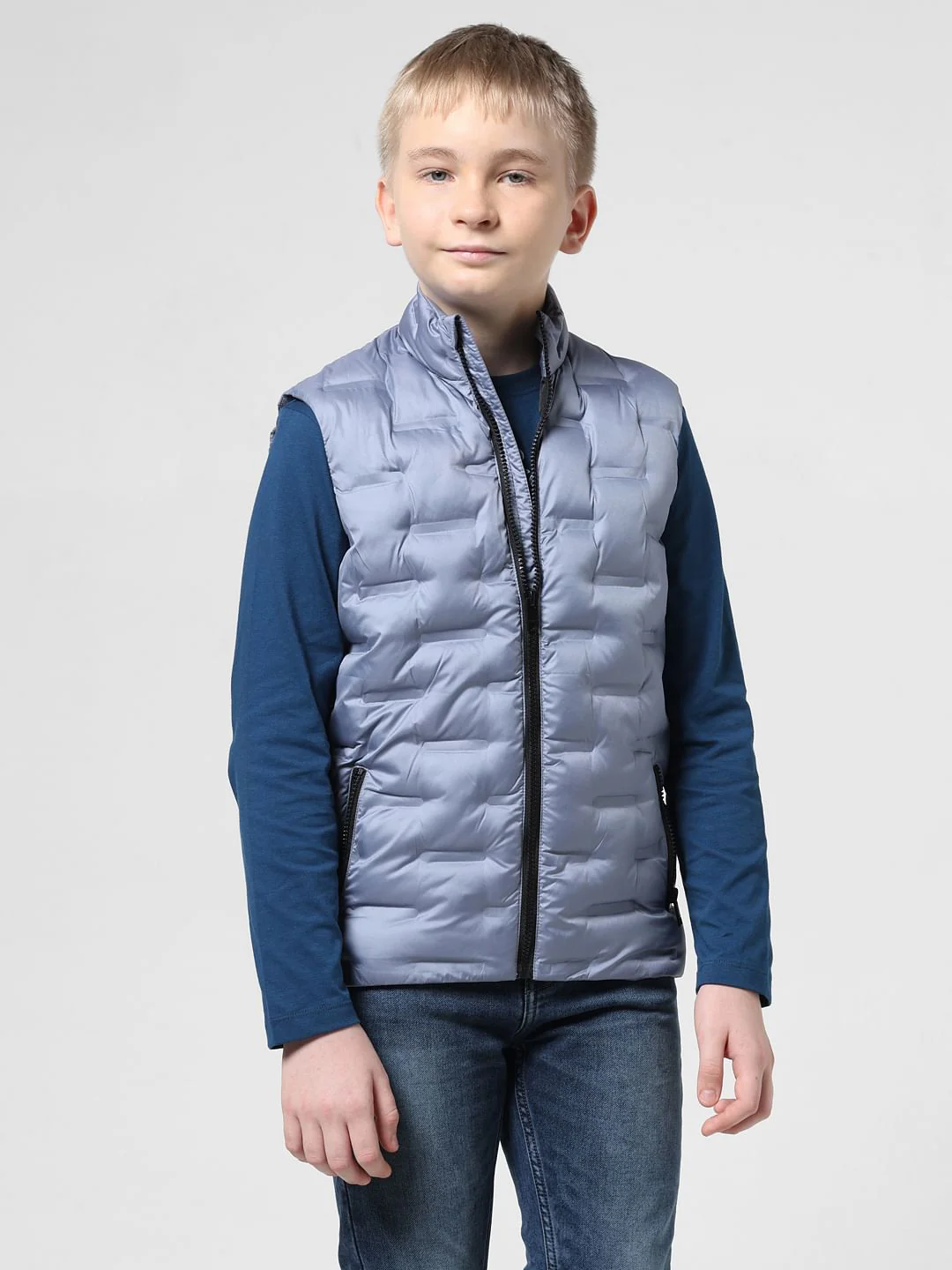 Silver-Blue Puffer Vest - Image 2