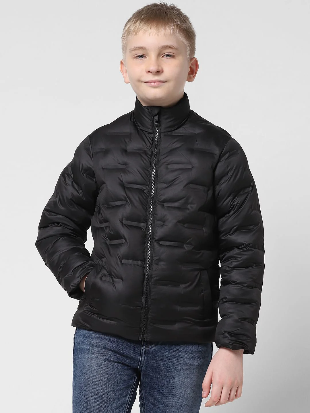 JUNIOR BOYS Black High Neck Puffer Jacket - Image 2