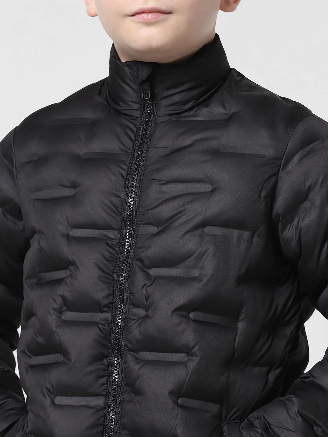 JUNIOR BOYS Black High Neck Puffer Jacket - Image 4