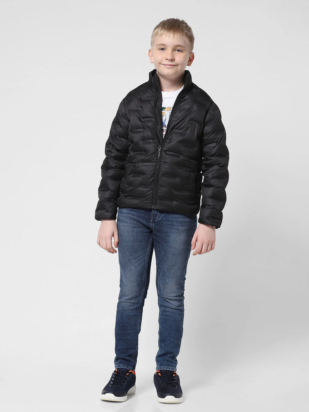 JUNIOR BOYS Black High Neck Puffer Jacket - Image 5
