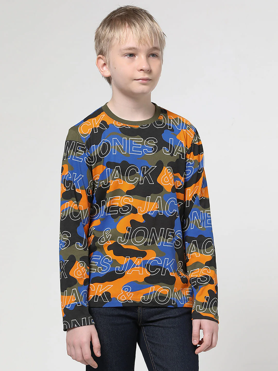 Boys Green Camo Print Full Sleeves T-shirt - Image 2
