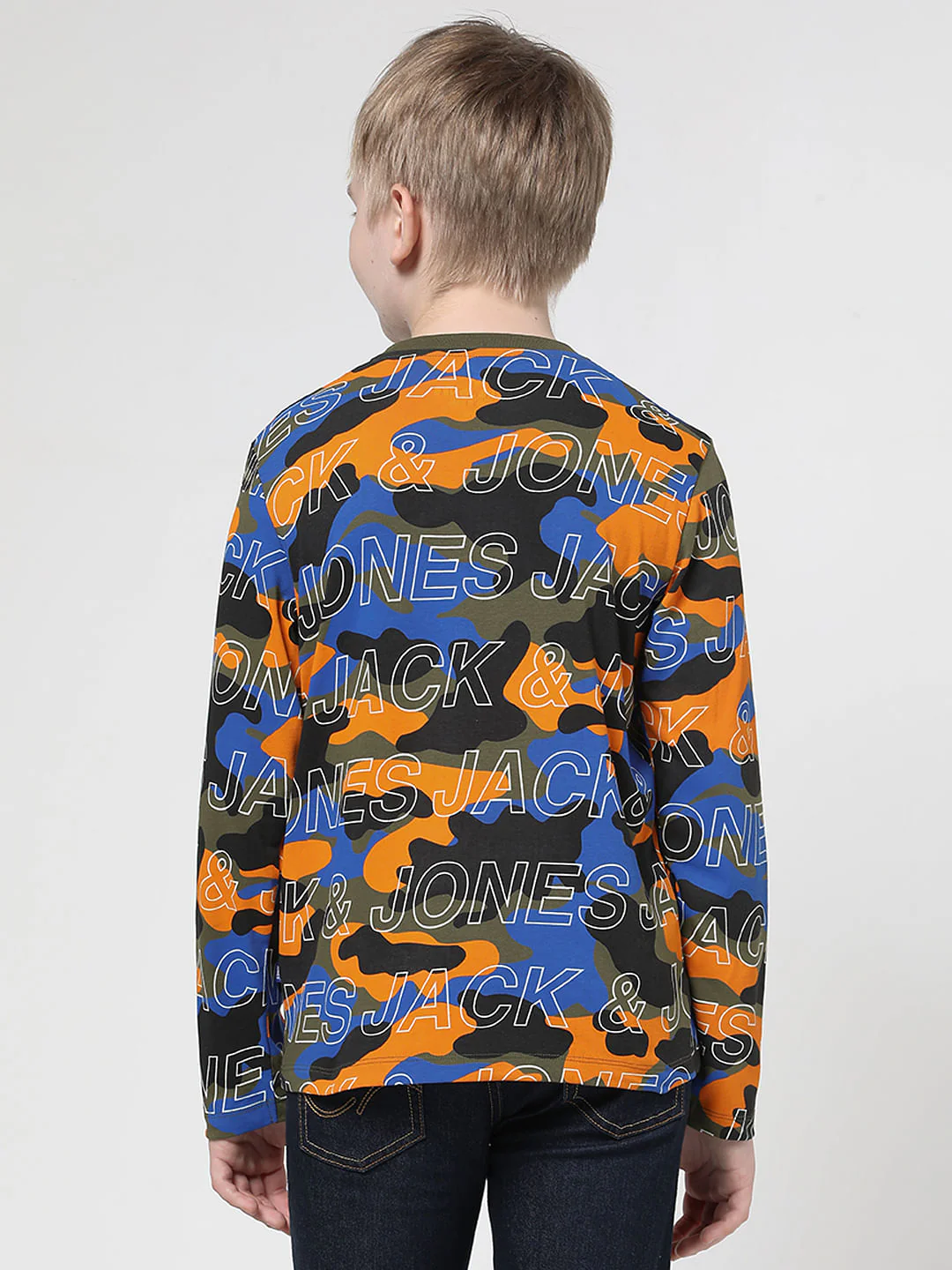 Boys Green Camo Print Full Sleeves T-shirt - Image 3