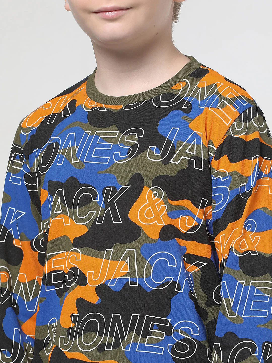 Boys Green Camo Print Full Sleeves T-shirt - Image 4