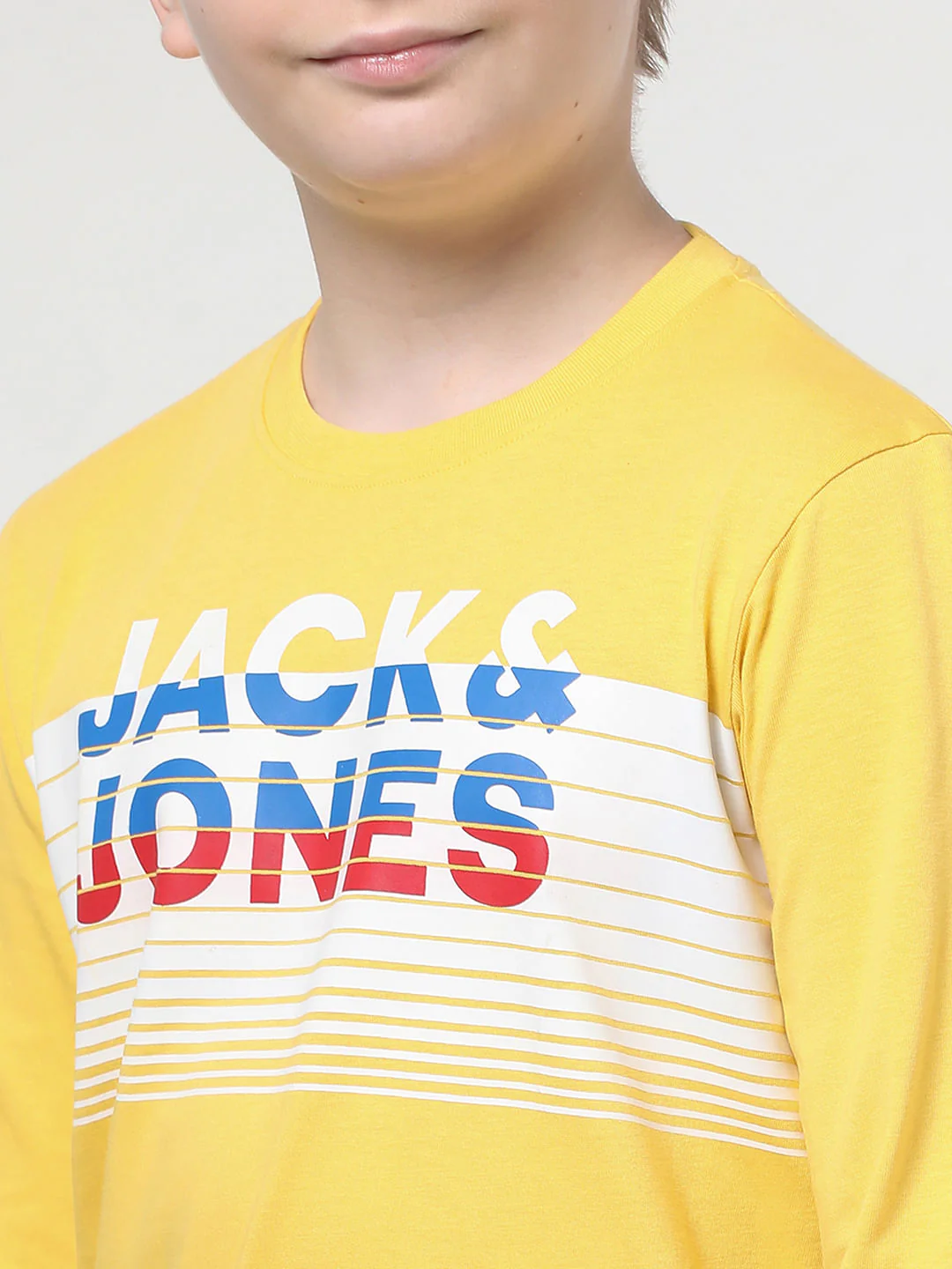 Boys Yellow Logo Print Full Sleeves T-shirt - Image 4