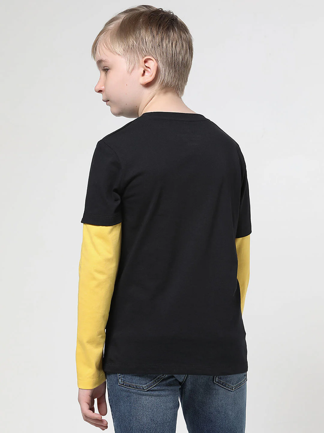 Boys Black Spaced-Out Crew Neck T-shirt - Image 3