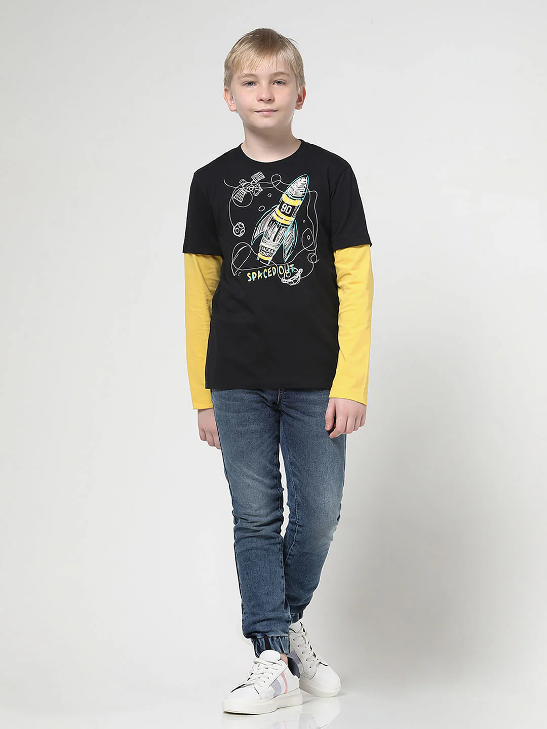 Boys Black Spaced-Out Crew Neck T-shirt - Image 5