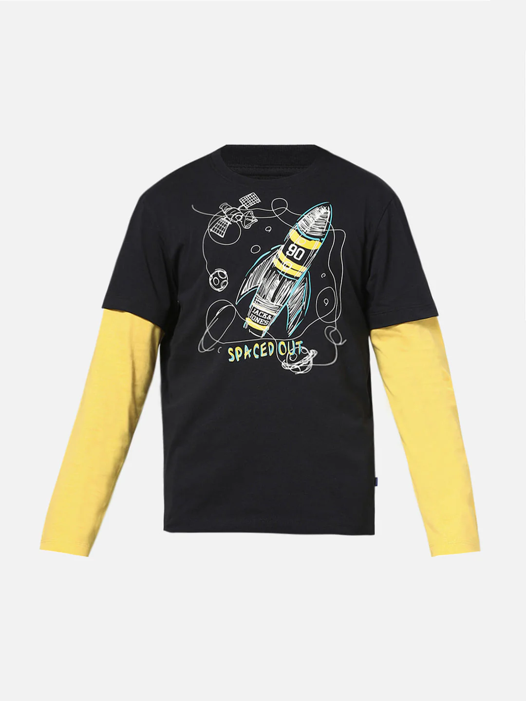 Boys Black Spaced-Out Crew Neck T-shirt - Image 6