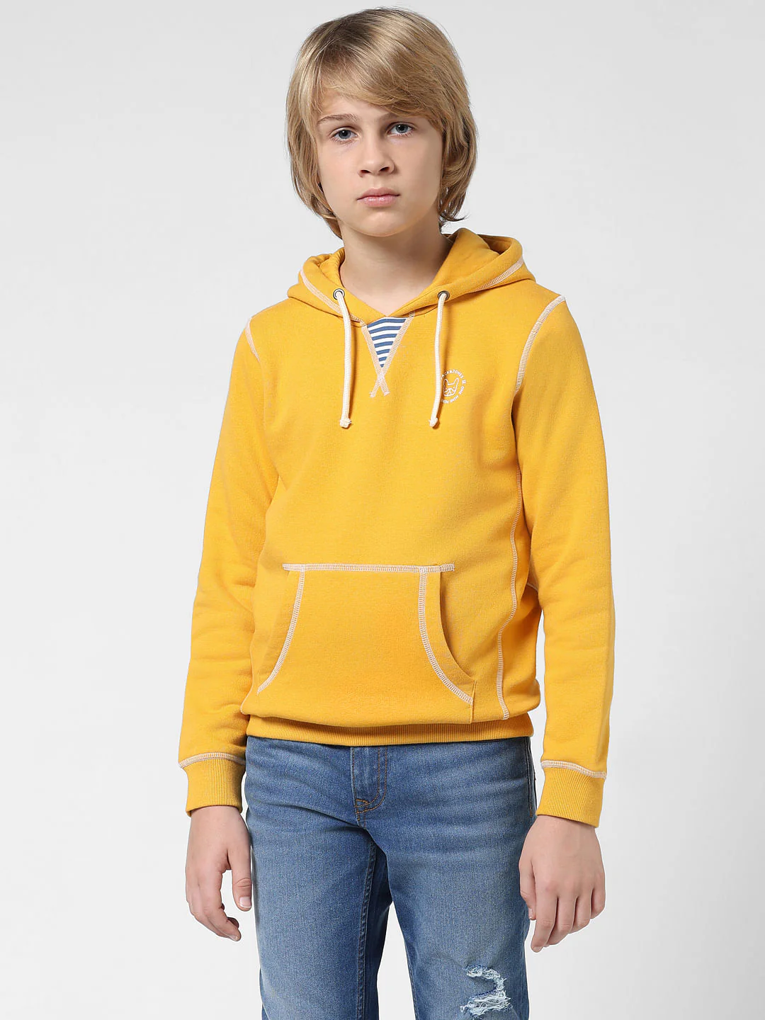 JUNIOR BOYS Yellow Contrast Stitch Sweatshirt - Image 2